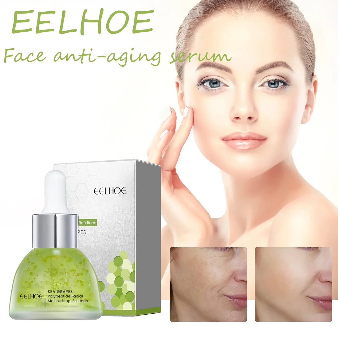 EELHOE Sea Grape Polypeptide Facial Essence Fade Fine Line Anti-wrinkle Firming Skin Lifting Moisturizing Booster Face Serum