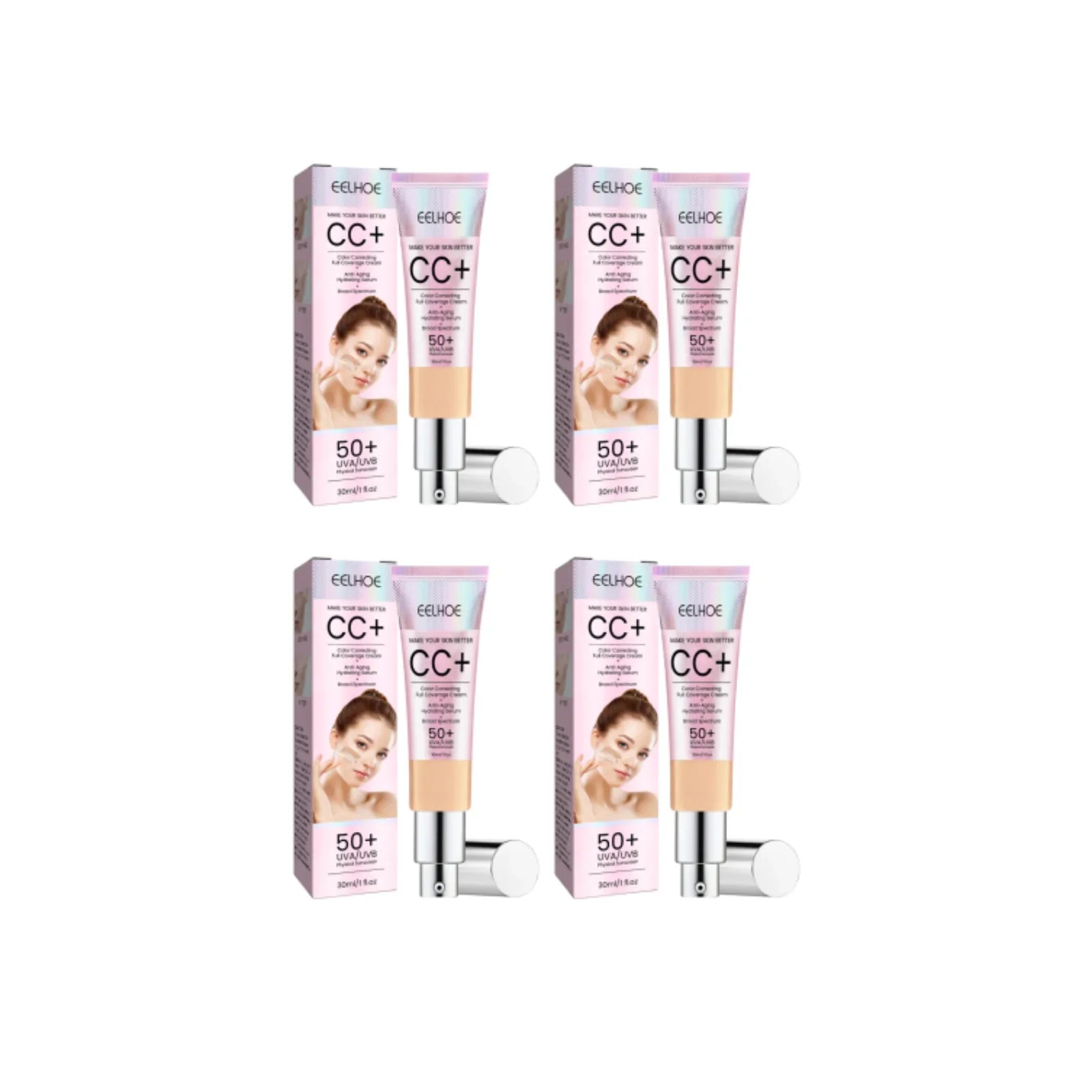 Natural Foundation Cc Cream Waterproof Brighten Moisturizing Foundation Concealer Oil-Control Sunscreen Spf 50 Makeup Cosmetics