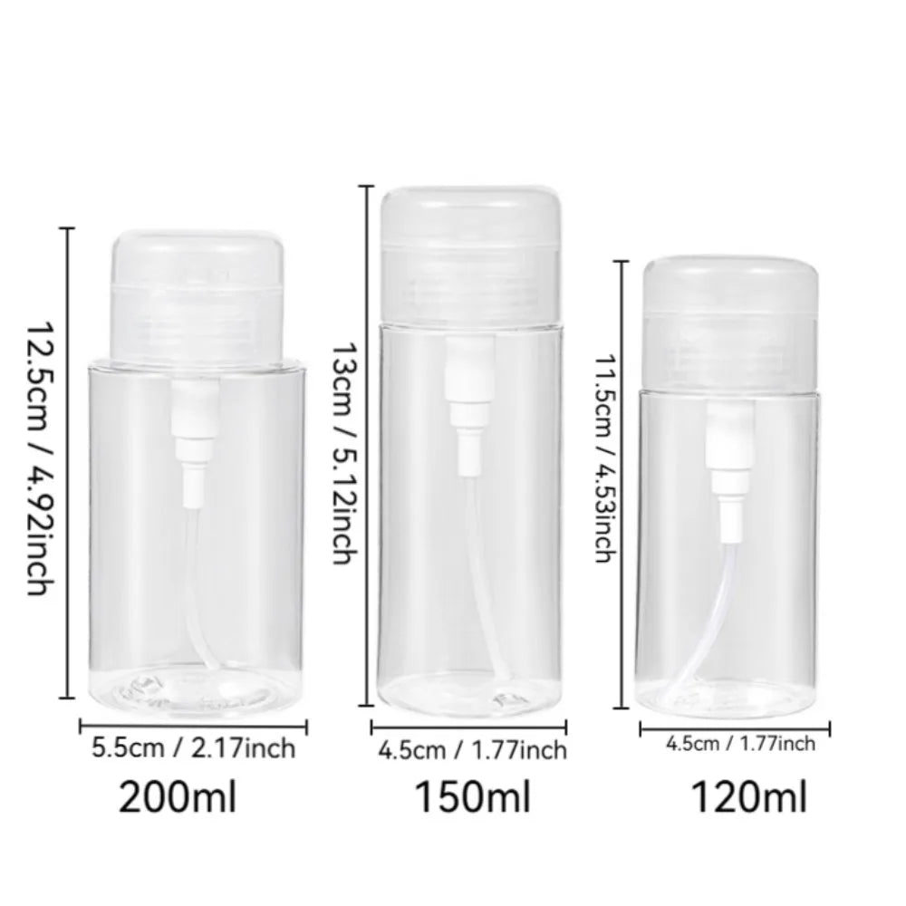 Push Down Pump Dispenser Empty Push Top Bottles Containers for Nail Polish Makeup Remover Micellar Water Facial Toner