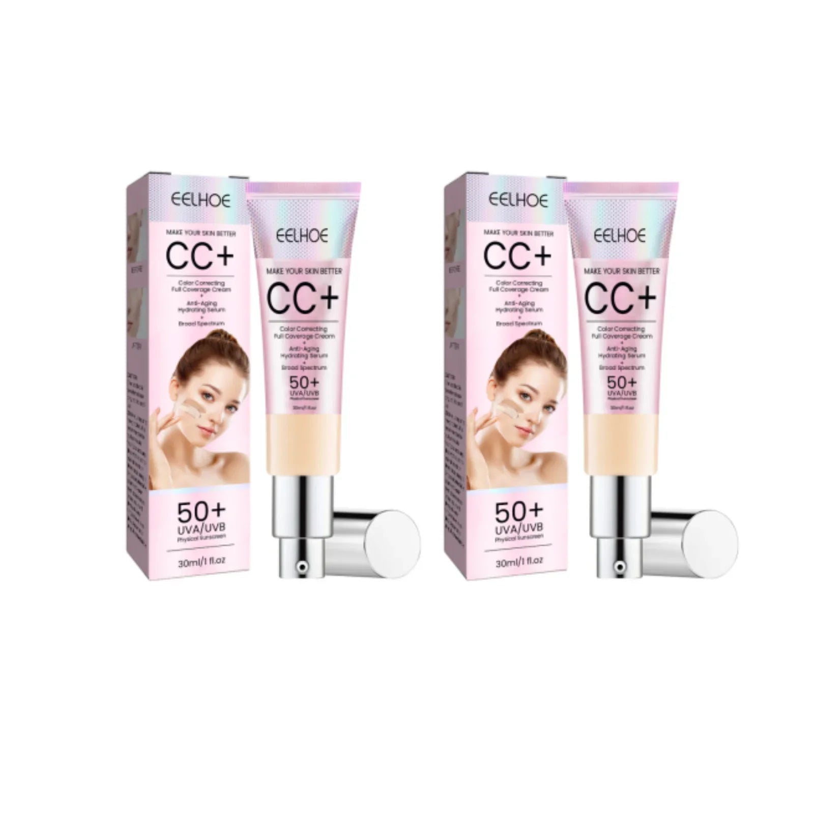 Natural Foundation Cc Cream Waterproof Brighten Moisturizing Foundation Concealer Oil-Control Sunscreen Spf 50 Makeup Cosmetics