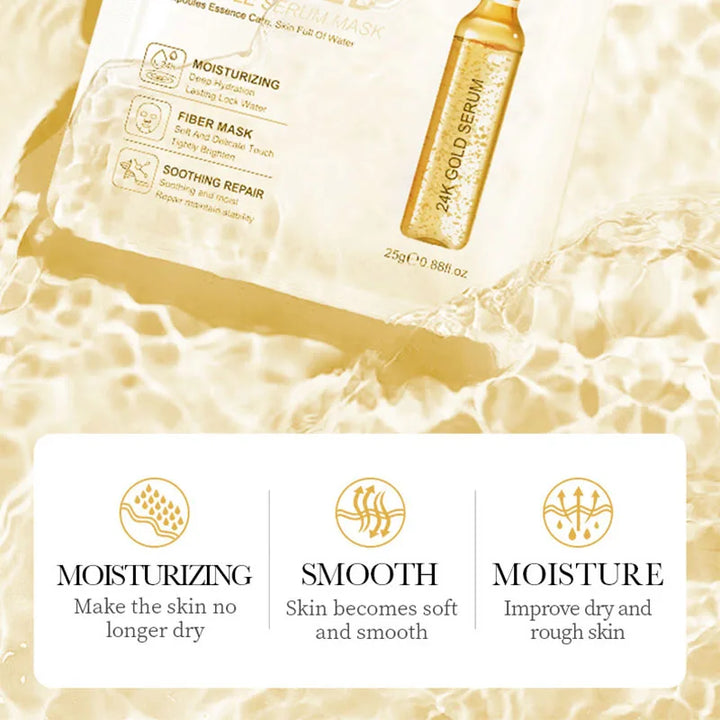 15pcs SADOER 24K Gold Vitamin C Hyaluronic Acid Facial Masks for Face Moisturizing Firming Hydrating Face Mask Facial Skin Care