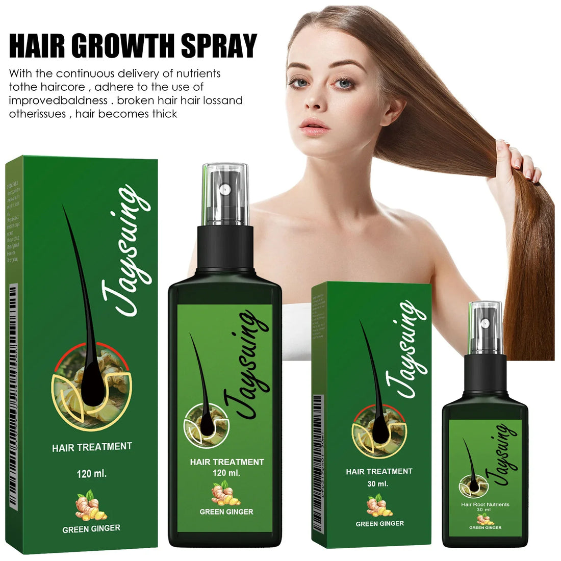 Hair Growth Spray Ginger Massage Scalp Damaged Treatment Solution Nourish Roots Fast Grow Anti Hair Loss Serum Beauty Health