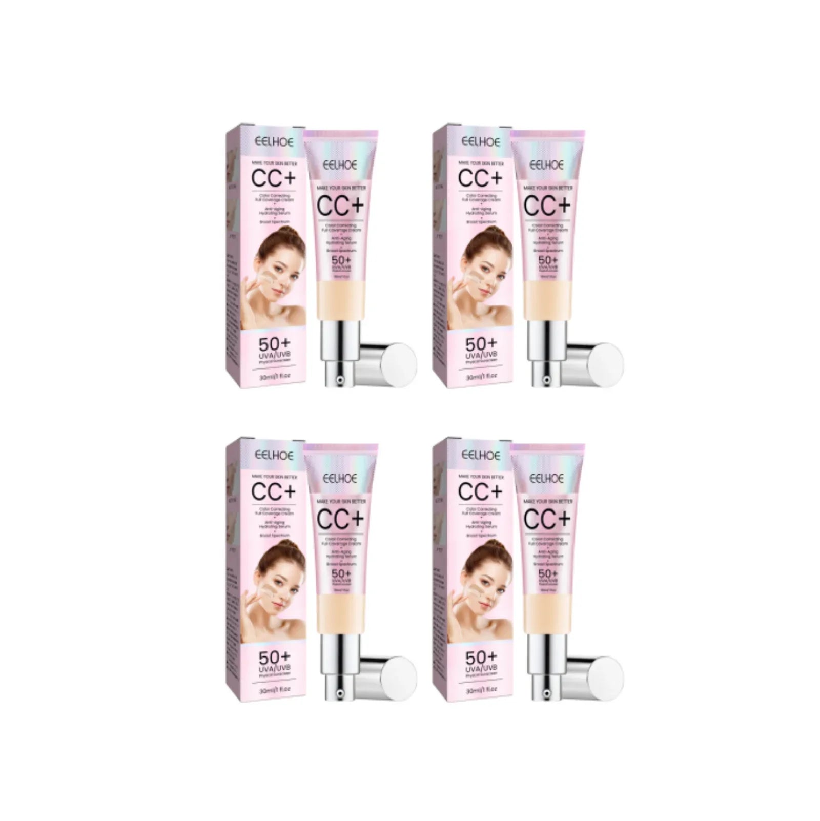 Natural Foundation Cc Cream Waterproof Brighten Moisturizing Foundation Concealer Oil-Control Sunscreen Spf 50 Makeup Cosmetics