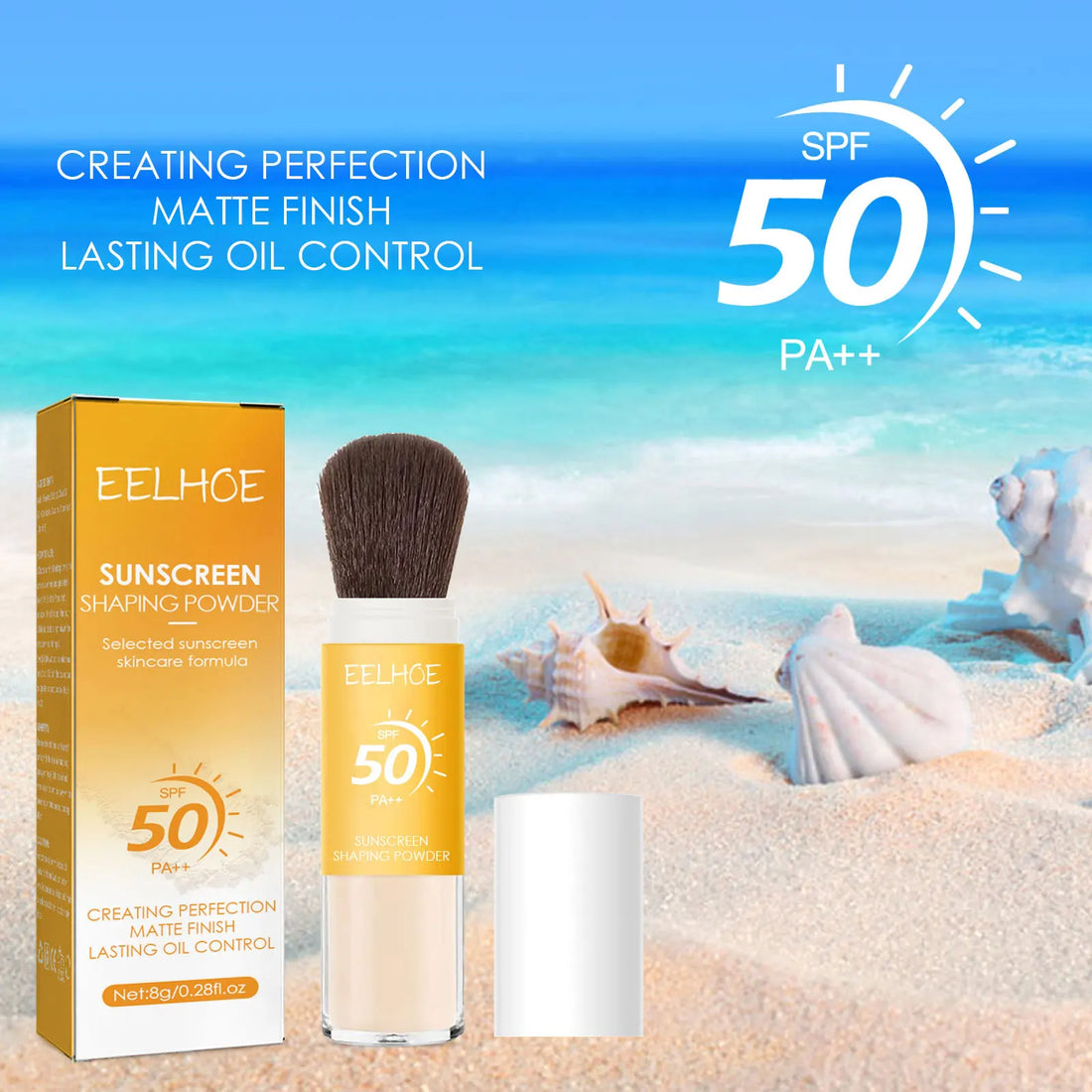 EELHOE Finishing Powder Makeup Oil Control Waterproof Long Lasting Matte Pa++ Spf 50 for Face Sun Protection Powder Cosmetic 8g