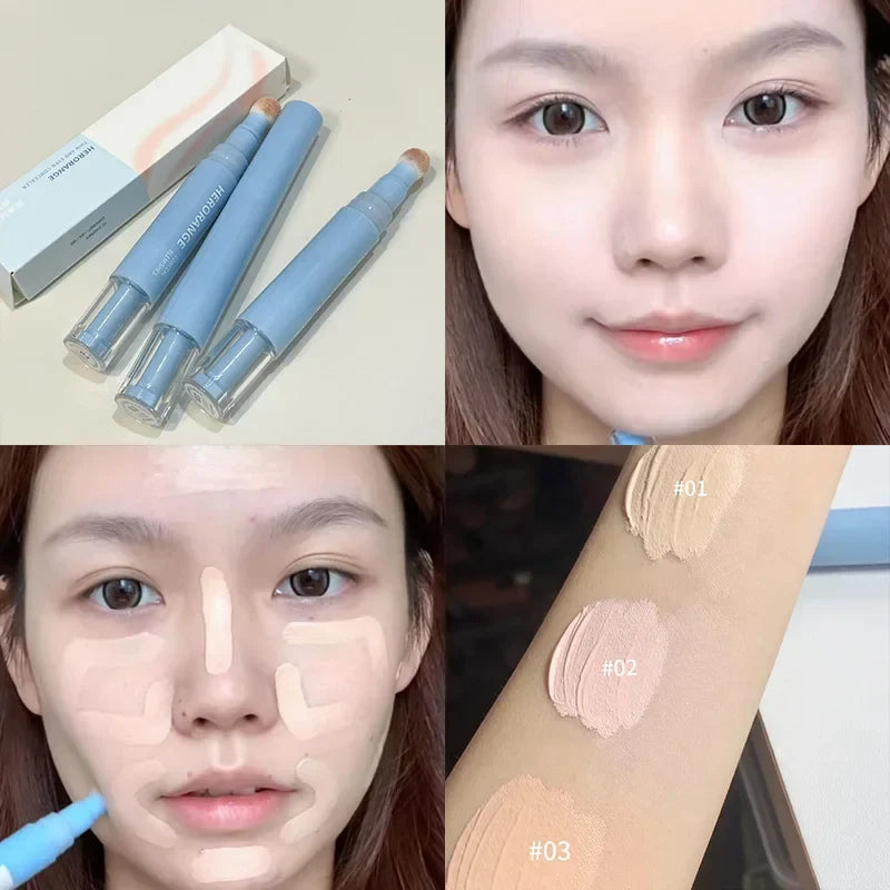 Soft Plush Head Concealer Pen Detail Covering Dark Circles Even Skin Tone Brightening Oil Control Foundation Face Holding Makeup