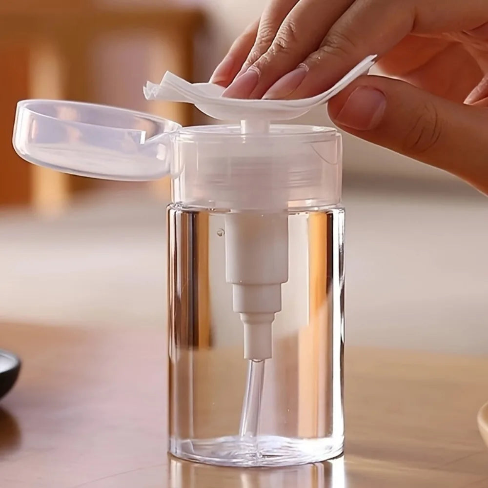 Push Down Pump Dispenser Empty Push Top Bottles Containers for Nail Polish Makeup Remover Micellar Water Facial Toner
