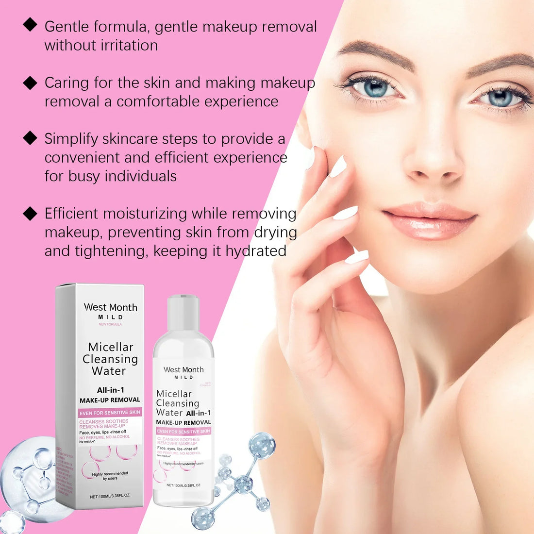 Micellar Water Deep Makeup Remover Cleaning Pores Soft Hydrating Refresh Moisturizing Eyes Lips Facial Cleanser Liquid Skin Care