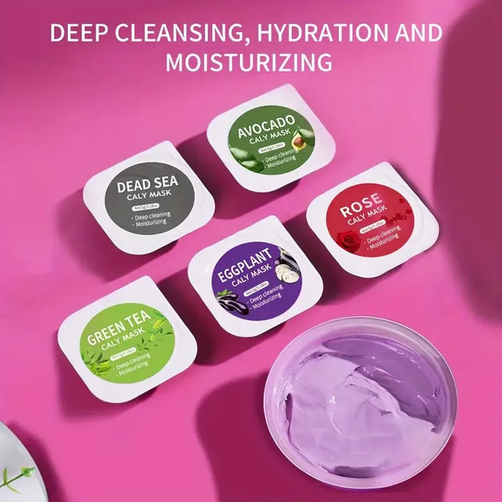 10pcs Clay Mask,Gentle Cleansing,Moisturizing and Hydrating Skin,Eggplant/Rose/Green Tea Mask Restore Skin Mask Travel Essential