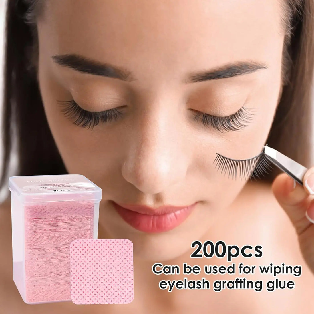 200PCS Lint-Free Nail Wipes - Streak-Free Cotton Pads for Eyelash Glue Bottle Cleaning & Makeup Tool Degreasing (Salon Grade)