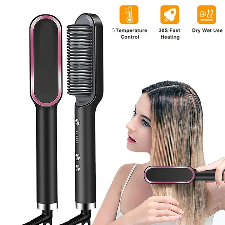 Hair Straightener Professional Ptc Quick Heated Electric Hot Comb Hair  Comb Personal Care Multifunctional Hairstyle Brush