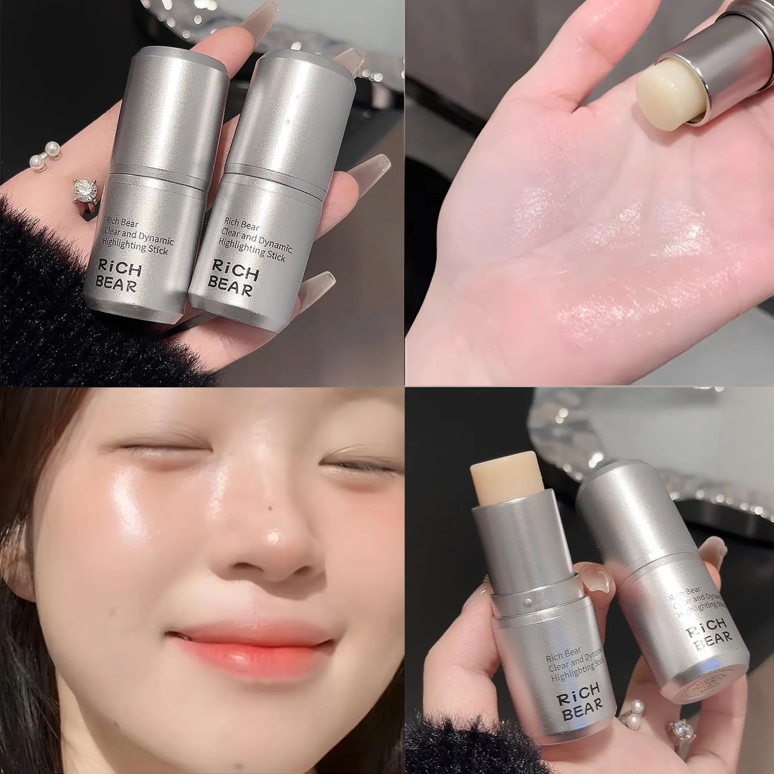 Wet and shiny! Highlighter stick brightens the eyes and contours the eyes with pearlescent silkworms to create a natural and thr