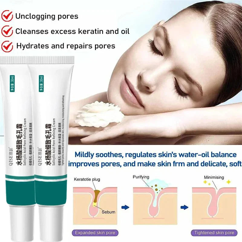 Hot Salicylic Acid Pore Shrinking Cream Quick Elimination Large Pores Remove Blackehead Tighten Face Smooth Skin Care Products