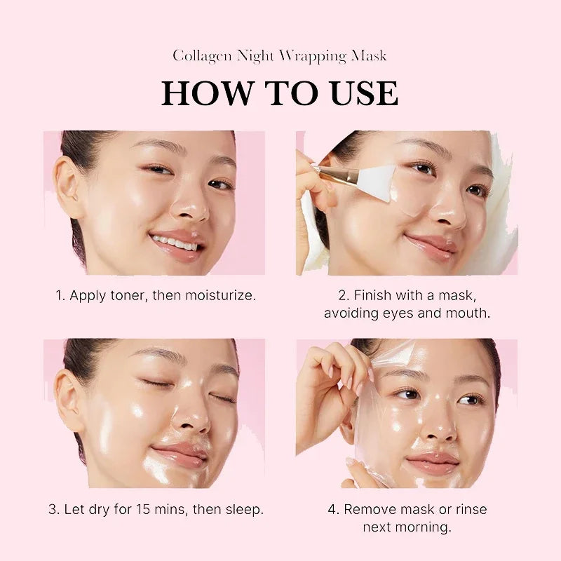 Korean Collagen Wrapping Peel Off Facial Mask Elasticity Hydration Reduces Sagging Dullness Hydrolyzed Collagen Skin Care