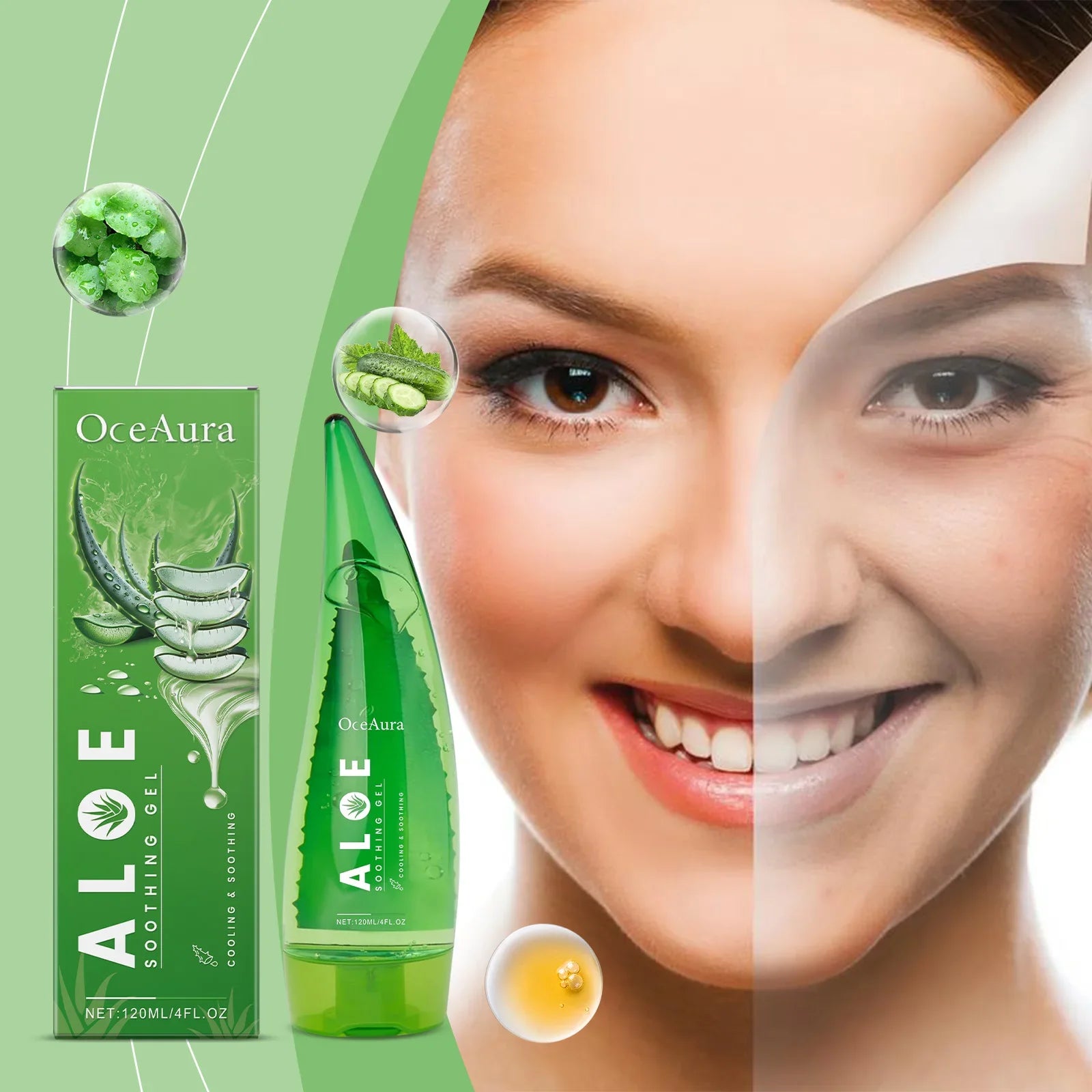 120ml Natural Organic Aloe Vera Gel Skin Lightening Moisturizing Tone Acne-removing Aloe Vera Gel After-sun Moisturizing Cream