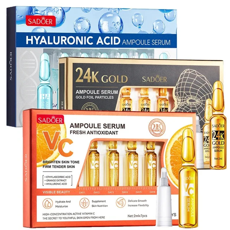 Vitamin C Face Whitening Serum Dark Spots Freckles Removal Hyaluronic Pore Minimizer Anti Aging Wrinkle Remove Golder Essence