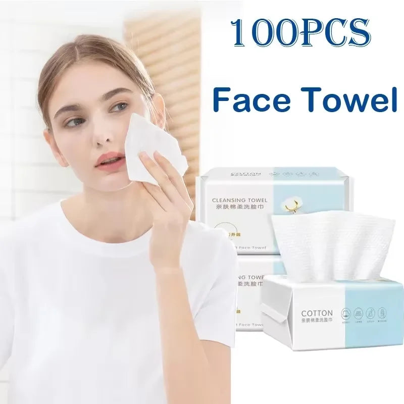 100 pieces of car paper towel disposable face towel tissue soft thick dry wipe reusable makeup remover pad facial cleansing tiss