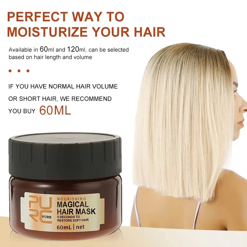 PURC 5 Seconds Magic Hair Mask Argan Oil Nourishing Smoothing Repair Damaged Frizz Masks Hair Care