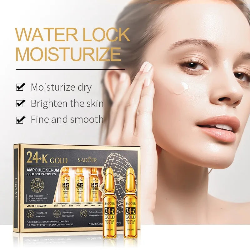Vitamin C Face Whitening Serum Dark Spots Freckles Removal Hyaluronic Pore Minimizer Anti Aging Wrinkle Remove Golder Essence