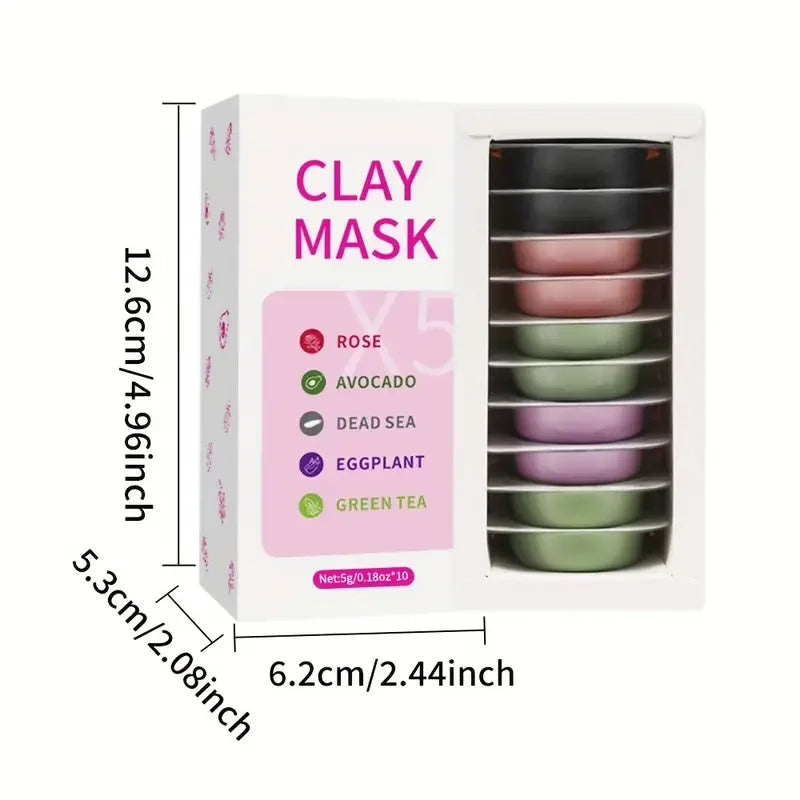 10pcs Clay Mask,Gentle Cleansing,Moisturizing and Hydrating Skin,Eggplant/Rose/Green Tea Mask Restore Skin Mask Travel Essential
