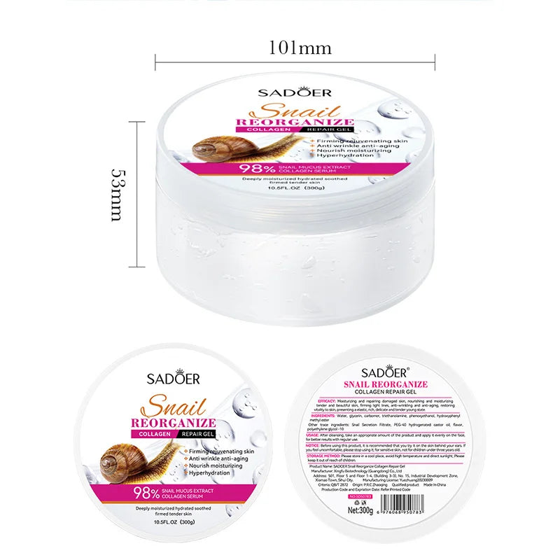 SADOER Snail Collagen Face Cream Gel Firming Repair Brightening Moisturizing Facial Creams Beauty Face Skin Care Products