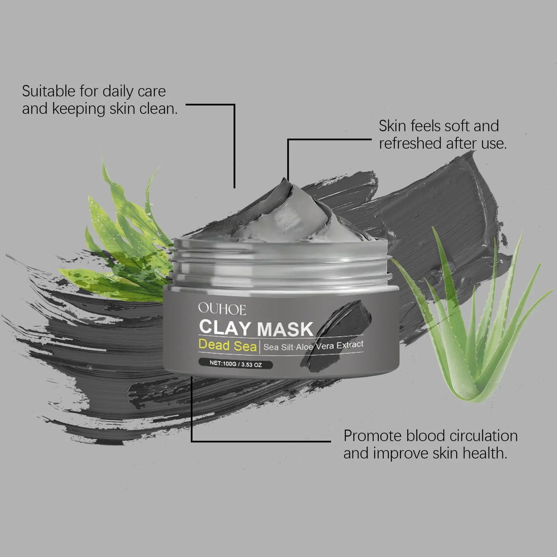 Deep Cleansing Face Mask Dead Sea Mud Brightening Facial Hydrating Oil Control Soothing Skin Repair Acne Blackhead Remover Mask