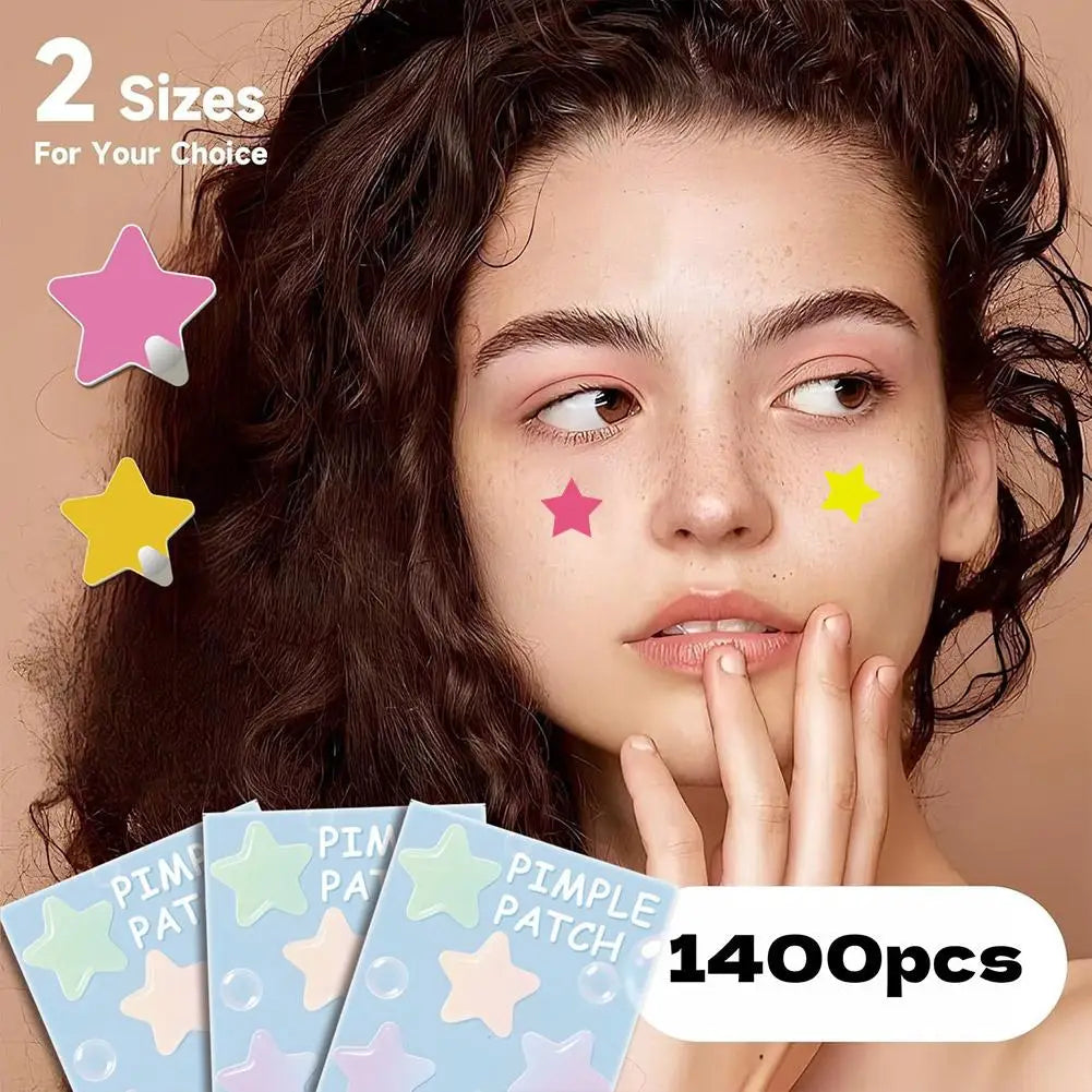 1400pcs Colorful Star Pimple Removal Sticker Invisible Breathable Hydrocolloid Acne Patch Anti-Acne Spots Marks Concealer Makeup