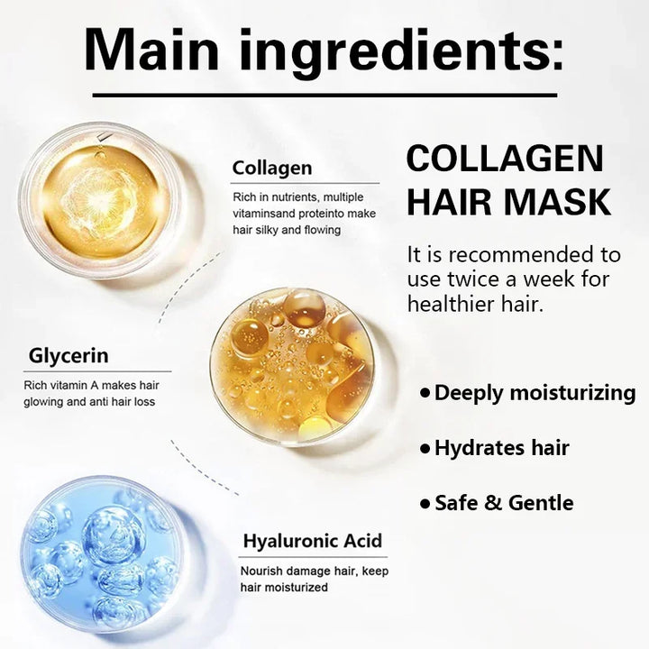 Collagen Hair Care Deep Repair Conditioning Moroccan Argan Oil Hair Mask EssenceFor Dry Damaged Hair Repair Revitalize Hair Care