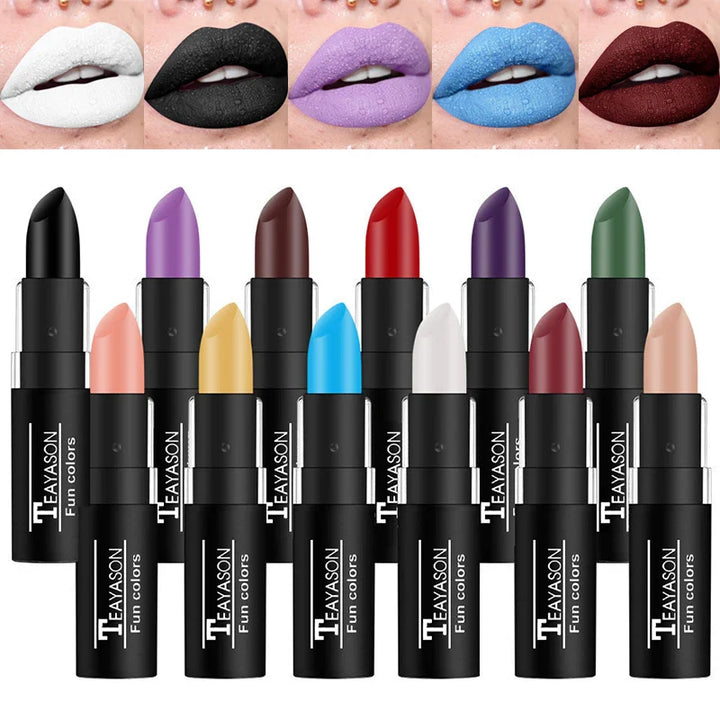 Punk Dark Wine Red Lipsticks Waterproof Easy To Color Makeup Sexy Red Lipstick Matte White Black Lip Gloss Facial Body Painting