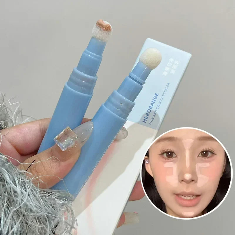 Soft Plush Head Concealer Pen Detail Covering Dark Circles Even Skin Tone Brightening Oil Control Foundation Face Holding Makeup