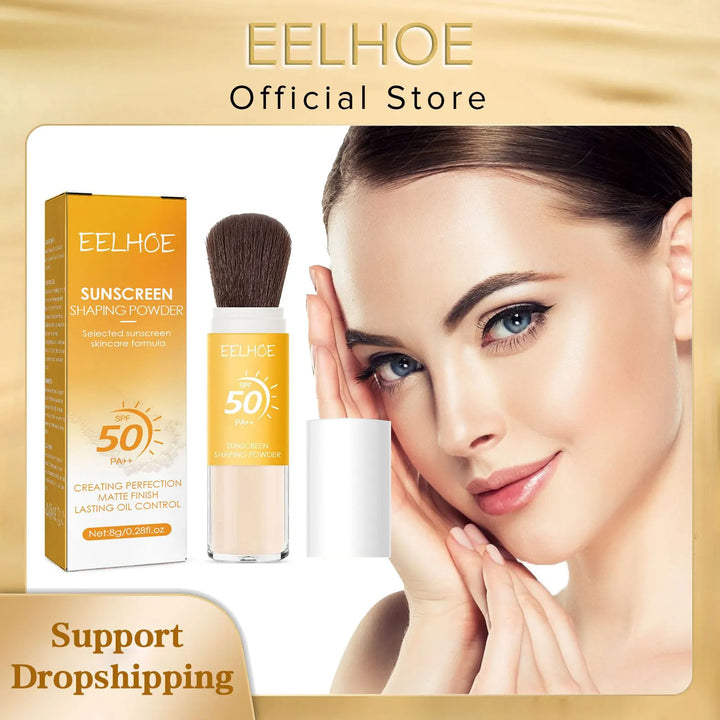 EELHOE Finishing Powder Makeup Oil Control Waterproof Long Lasting Matte Pa++ Spf 50 for Face Sun Protection Powder Cosmetic 8g