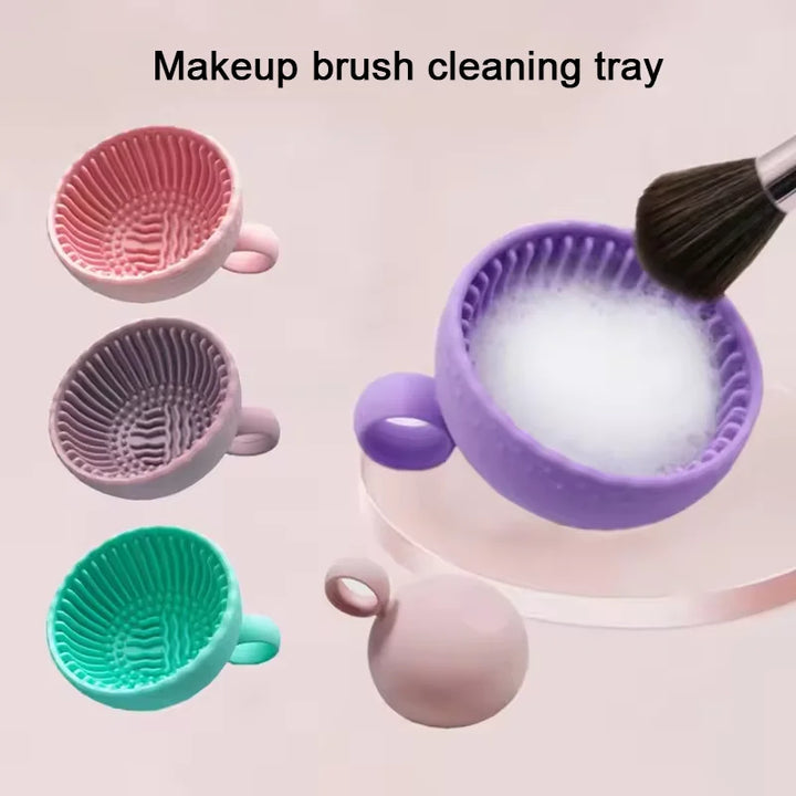 New Quick Clean Makeup Brush Cleaner - Premium Silicone Scrubber & Non-slip Bowl - Effortless Deep Cleaning for All Facial