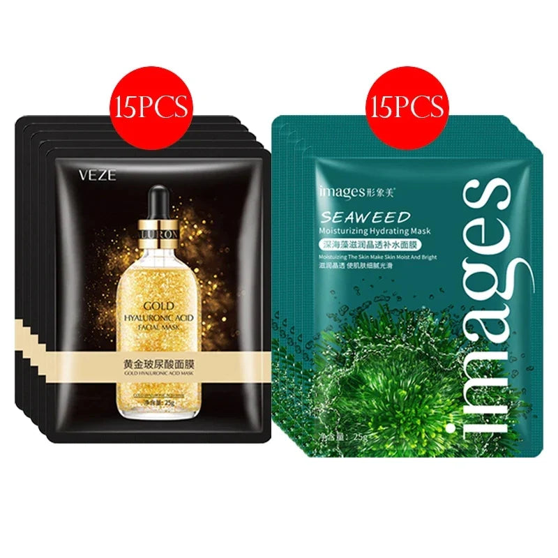 30pcs BIOAQUA skincare Face Masks Women Face skin care Sheet Mask Moisturizing Anti-wrinkle Hydrating Snail Korean Facial Mask