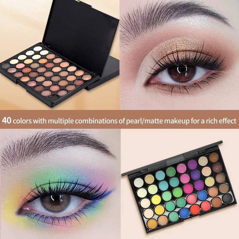 40 Colors Glitter Eyeshadow Palette Matte Waterproof Long Lasting Pressed Powder Cosmetics Kit Fashion Women Eye Makeup palette