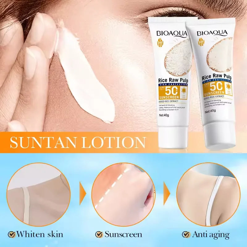 Facial Sunscreen Cream SPF 50+ Body Protector Solar Lotion Long-Lasting Non-Greasy Prevent Sunburn UV Protection Sun Sunblock